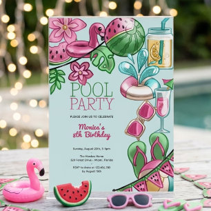 Pool-Sommerparty-Geburtstag Einladung