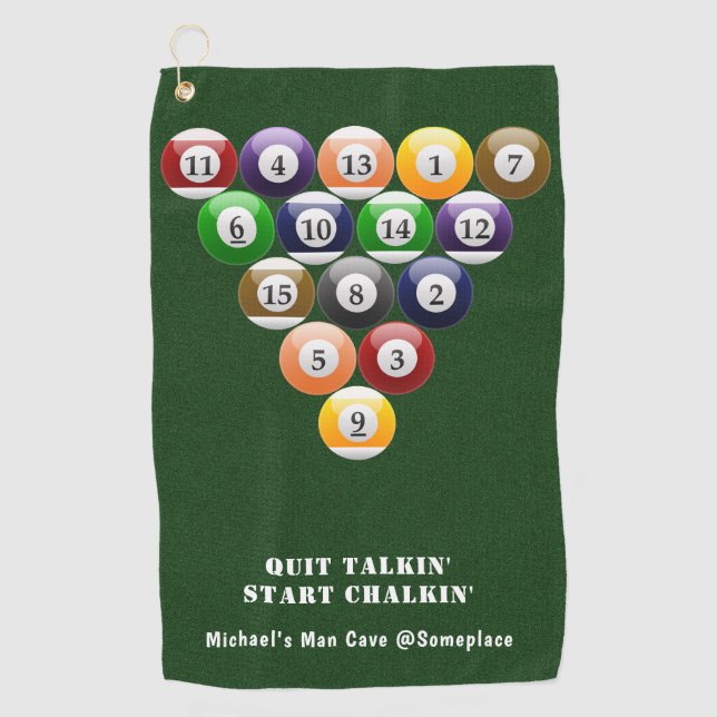 Pool-Spiel des Billardc$acht-ball-Gestell-8-Ball Golfhandtuch (Vorderseite)