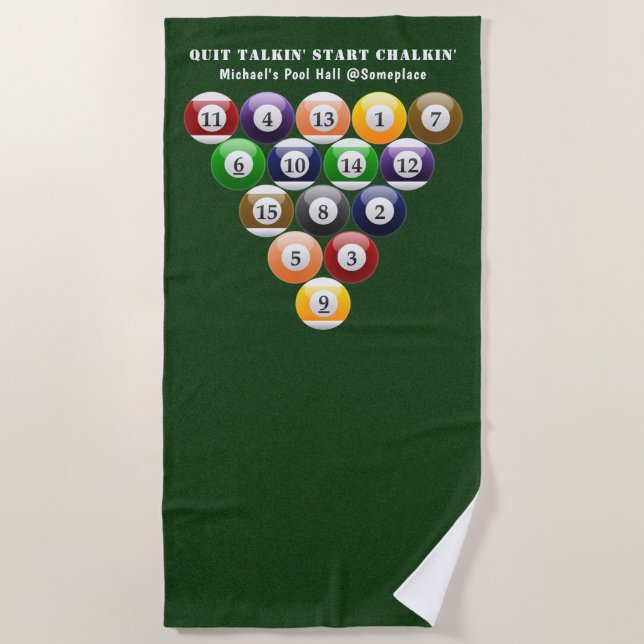 Pool-Spiel des Billardc$acht-ball-Gestell-8-Ball Strandtuch (Vorderseite)