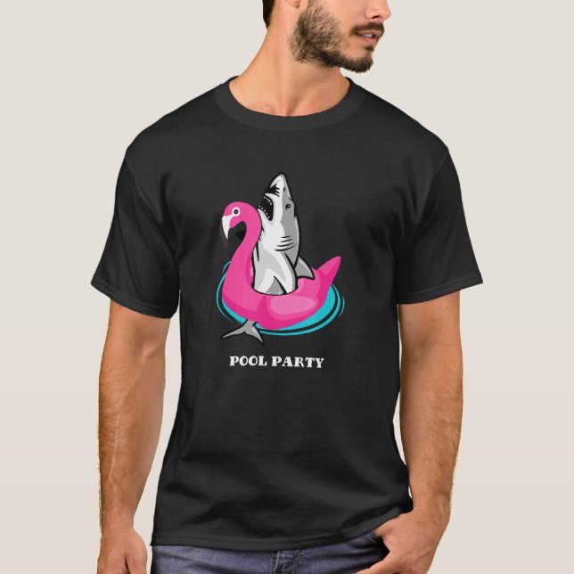 Pool Swimming Party Unicorn Float  Shark T-Shirt (Vorderseite)