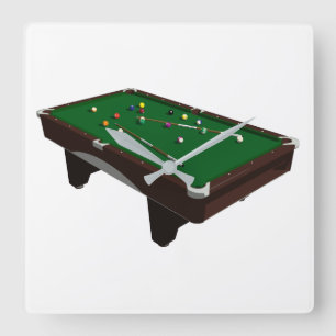 Pool-Tabelle Quadratische Wanduhr