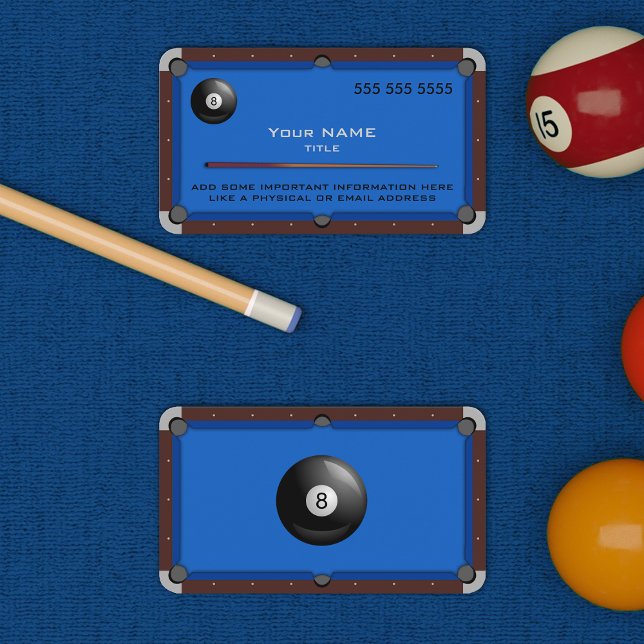 Pool Table Blue Business Card Visitenkarte (Von Creator hochgeladen)