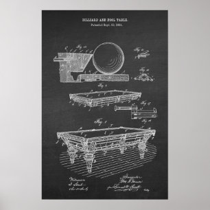 Pool Table Patent Art #5 Billiard Room Wall Poster