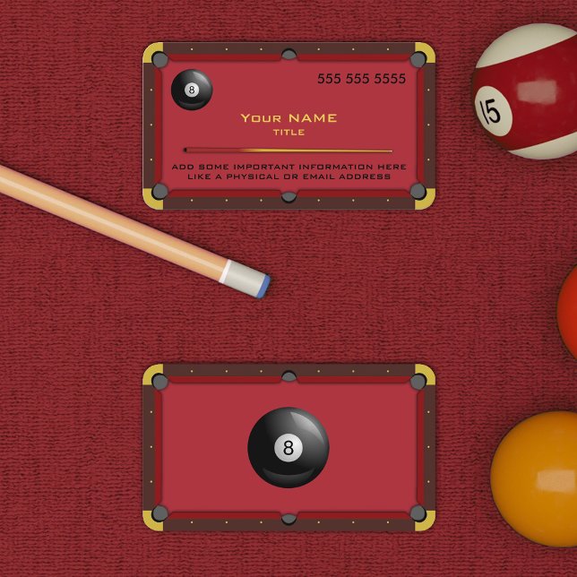 Pool Table Red Business Card Visitenkarte (Von Creator hochgeladen)