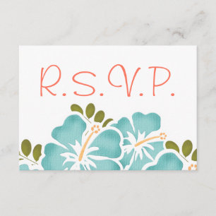 POOL UND KORALE HIBISKUS UAWG WEDING RESPONSE CARD RSVP KARTE