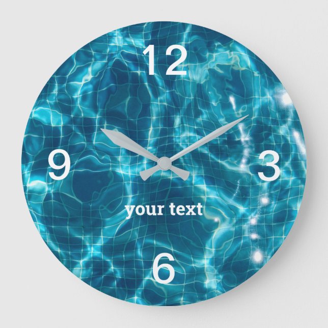 Pool Wasser mit Ihrer Text-Akrylwand-Uhr Große Wanduhr (Vorderseite)