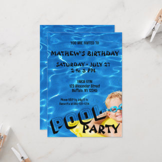 Pool Water Clear Pool Birthday Party Invitation Einladung