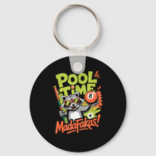 Pool-Zeit Madafakas lustiger Waschbär Billardspiel Schlüsselanhänger