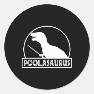 Poolasaurus Billardspieler Dinosaurier Snooker Ach Runder Aufkleber