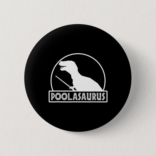 Poolasaurus Billiard Player Dinosaur Snooker Acht Button (Vorderseite)