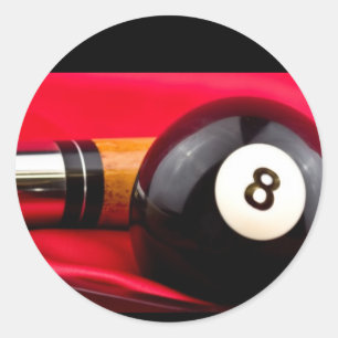 Poolball und -stichwort runder aufkleber