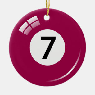 Poolballverzierung der Nr. sieben - Doppeltes Keramik Ornament