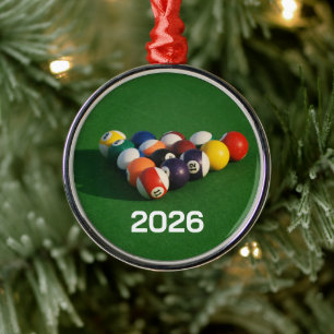 Poolbillard-Kugeln-Ornament Silbernes Ornament
