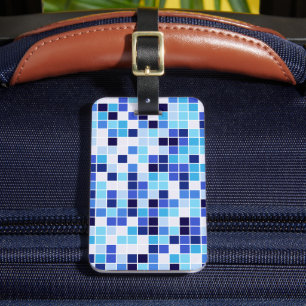 Poolfliesen, Blaue Mosaikfliesen, Geometrisches Mu Gepäckanhänger