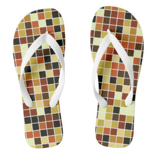 Poolfliesen, braune Mosaikfliesen, geometrisches M Flip Flops