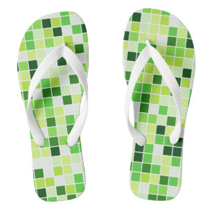 Poolfliesen, grüne Mosaikfliesen, geometrisches Mu Flip Flops