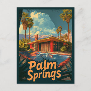 Poolparadies: Ein Retro-Palmsprings Postkarte