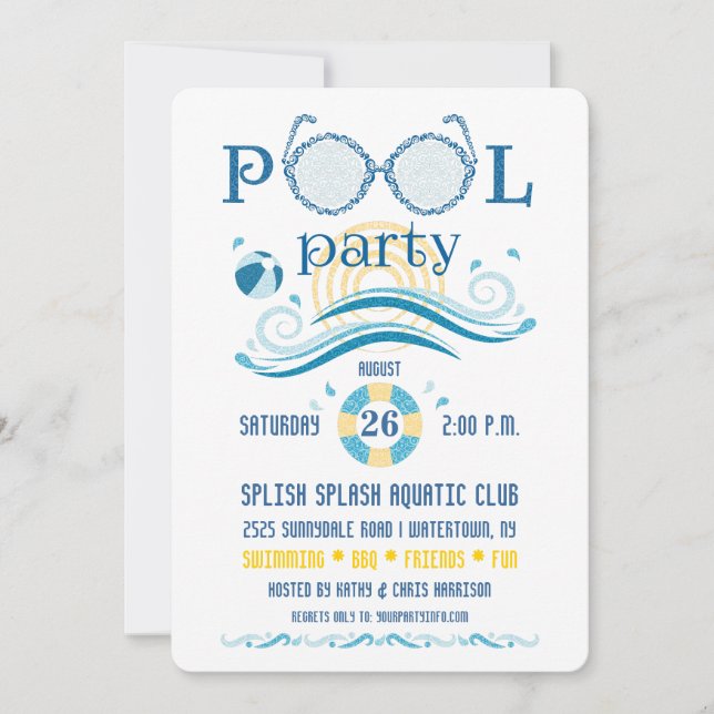 Poolparty-Einladung Einladung (Vorderseite)