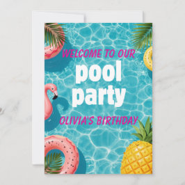 Poolparty-Einladung Flamingo Tropischer Spaß