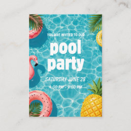 Poolparty-Einladung Flamingo Tropischer Spaß Begleitkarte