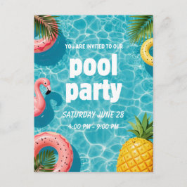 Poolparty-Einladung Flamingo Tropischer Spaß Einladungspostkarte