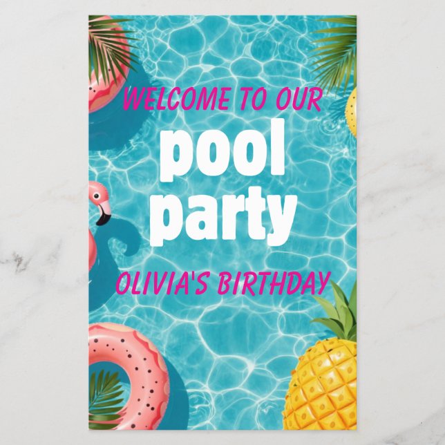 Poolparty-Einladung Flamingo Tropischer Spaß Flyer (Vorne)