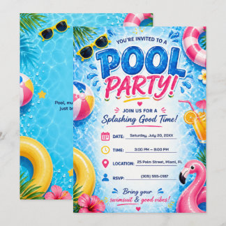 Poolparty-Einladung Sommer Spaß Helle Tropen Einladung