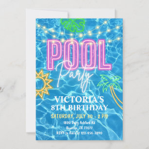 Poolparty-Einladung, Sommerliche Schwimmbadparty Einladung