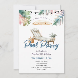 Poolparty Einladung zum Geburtstag für Erwachsene