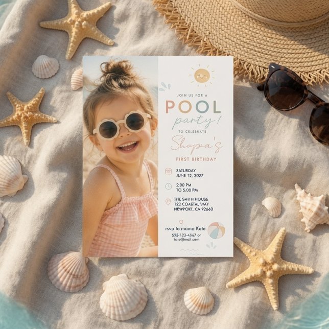 Poolparty-Geburtstag mit Foto | Sommer Einladung (Von Creator hochgeladen)