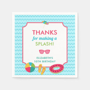 Poolparty-Geburtstags-Dankeschön-Spritzfarben-Kind Serviette