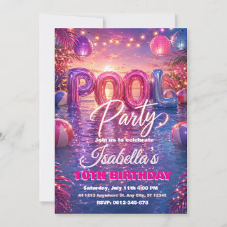 Poolparty-Geburtstagseinladung Einladung
