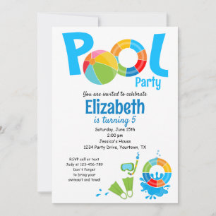 Poolparty-Geburtstagseinladung Einladung