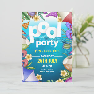 Poolparty-Geburtstagseinladung, Sommerparty Einladung