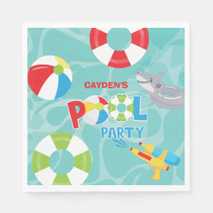 Poolparty-Junge Geburtstag Hai Float Serviette