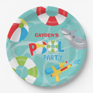 Poolparty-Jungen-Geburtstags-Hai-Schwimmhilfe Pappteller
