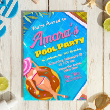 Poolparty-Mädchen-Einladung