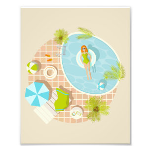 Poolparty Mädchen im Bikini Sommerstrand  Fotodruck