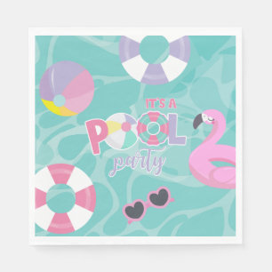 Poolparty Mädchen Pink und Purple Geburtstag Serviette