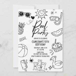 Poolparty, Modern, jedes Alter, Strandparty, Schwa Einladung
