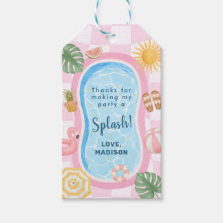 Poolparty modernes Sommer Thema Mädchen Geburtstag Geschenkanhänger