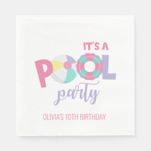 Poolparty Pink und Lila Geburtstag Serviette