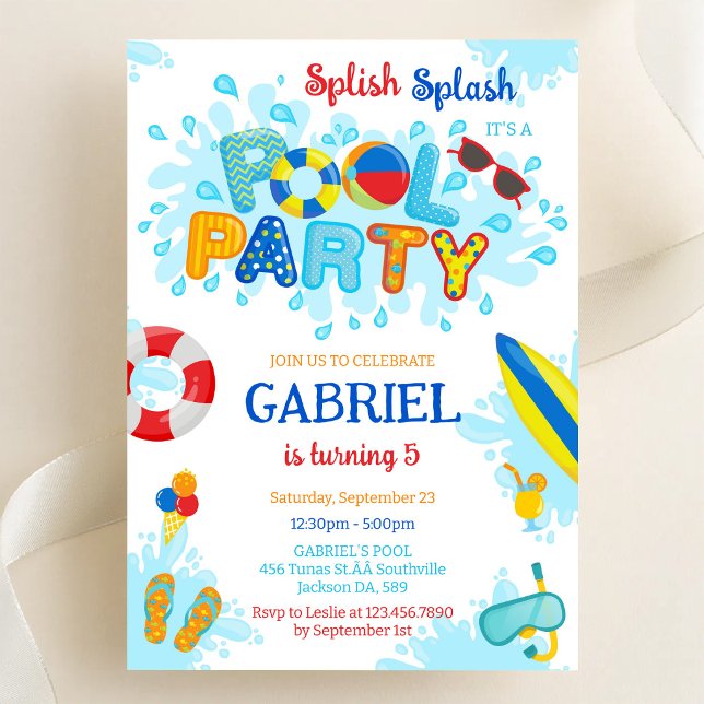 Poolparty Planschen Sommer Strand Geburtstag Einladung (Von Creator hochgeladen)