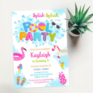 Poolparty Planschen Sommer Strand Geburtstag Einladung