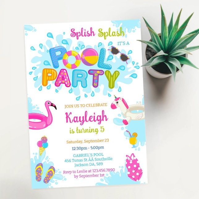 Poolparty Planschen Sommer Strand Geburtstag  Einladung (Von Creator hochgeladen)