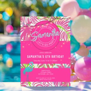 Poolparty Rosa Strand Einladung