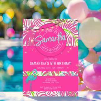 Poolparty Rosa Strand Einladung
