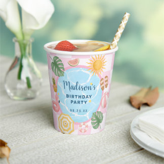Poolparty-Sommer-Mädchen-Geburtstag Pappbecher