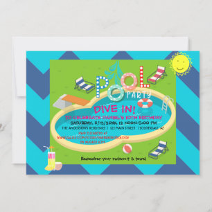 Poolparty Sommer Spaß Erwachsene Kinder Geburtstag Einladung