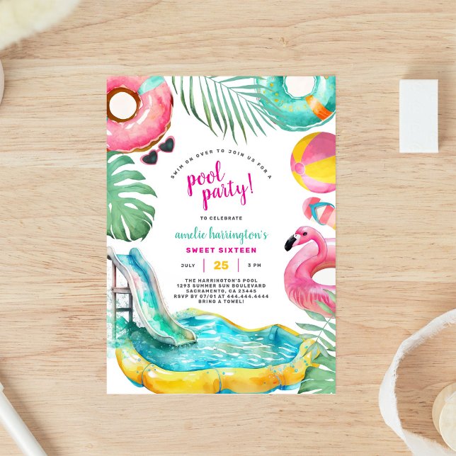 Poolparty-Sommer-Strand-Geburtstagseinladung Einladung (Von Creator hochgeladen)